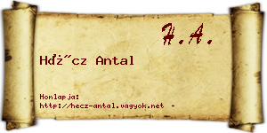 Hécz Antal névjegykártya